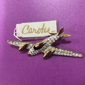CAROLEE,men’s air plane clear rhinestone brooch pin.Size OS